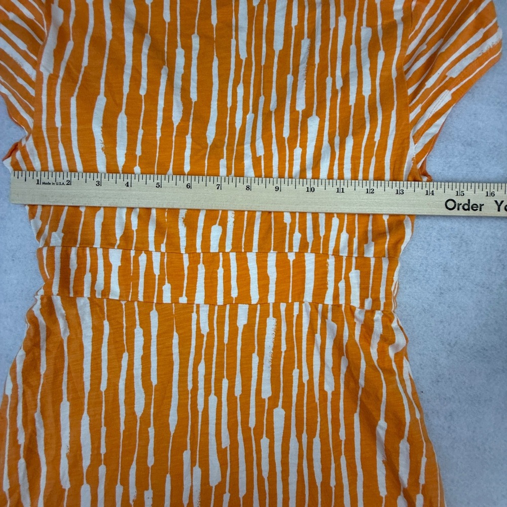 Boden Dress Womens 2P Orange Striped V-Neck Cap Sleeve A-Line Cotton Blend - Picture 8 of 14